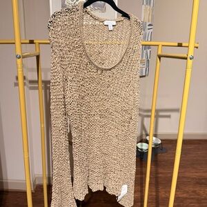 Topshop Beige Long Sleeve Knit Top